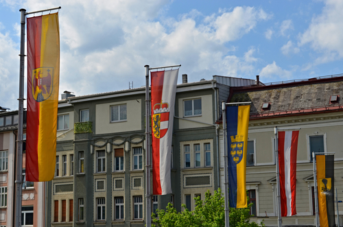 Flags on poles