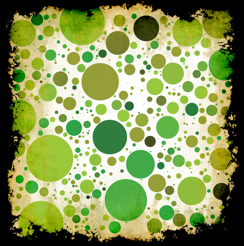 Green circles with black frame