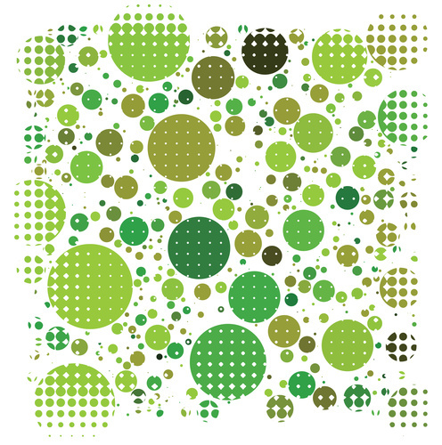 Halftone pattern on green circles