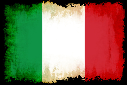 Bandera italiana dentro de marco negro