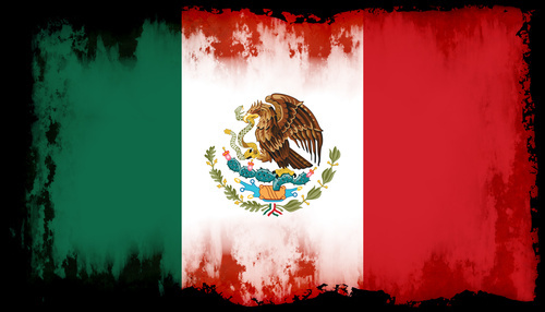 Meksika bayrağı yanmış kenarları ile