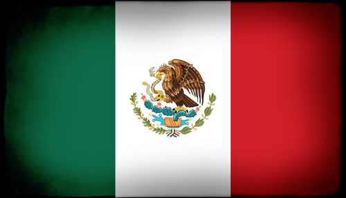Flag of Mexico inside black frame