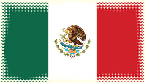 Mexican flag with halftone pattern
