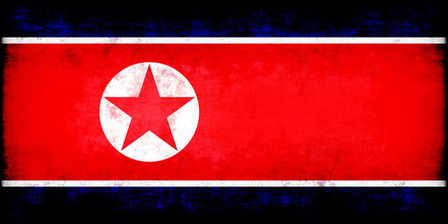 Nordkorea flagga med grunge konsistens