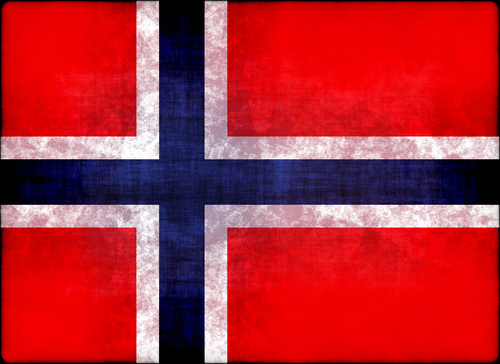 Norwegian flag with ink stains