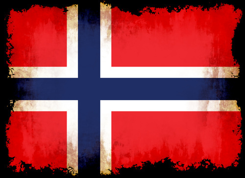 Bandeira norueguesa com bordas queimadas