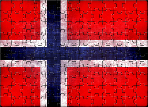 Norska flaggan med pusselbitar