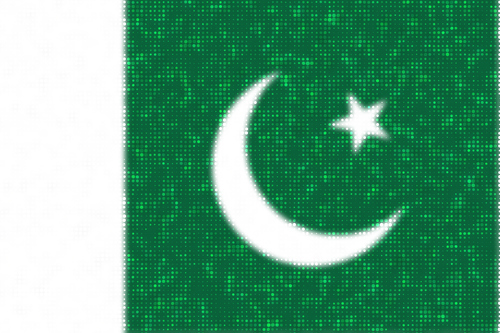 Bandera pakistaní con puntos brillantes