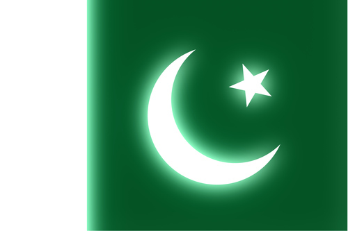 Pakistanska flaggan glödande