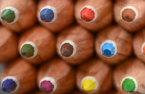 Macro de lápices de colores