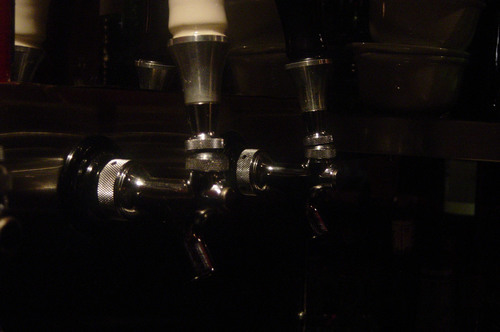 Beer taps close up