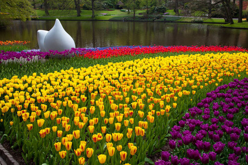 Parc floral avec lac