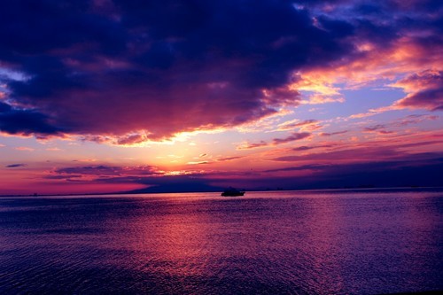 Zonsondergang op de zee