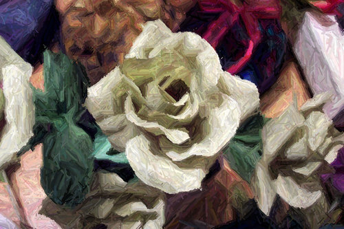 Painted roses close up