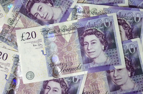 Close up of british banknotes