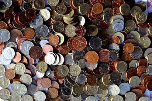 Pilha de moedas diferentes
