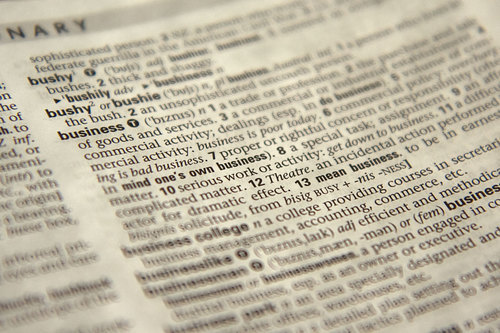 Close up of one dictionary page