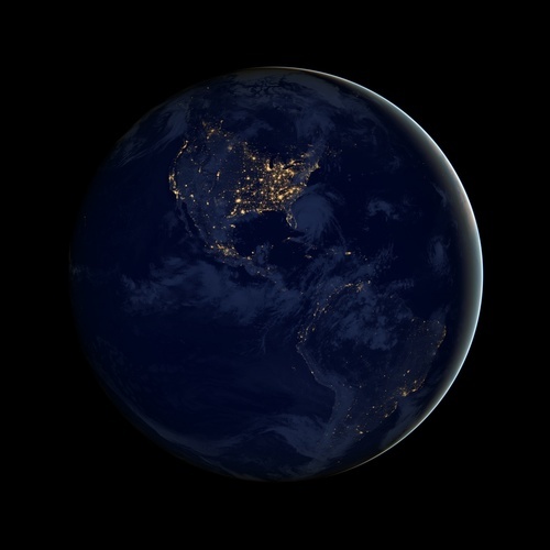 Vista satelital de planeta tierra