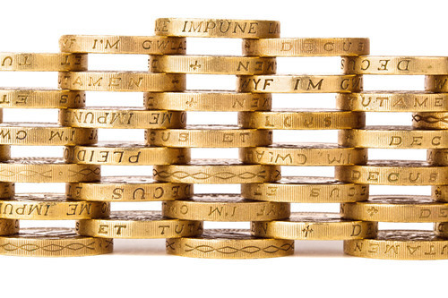 Golden coins stacked