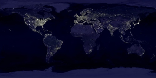 Vista de noche del espacio exterior de la tierra