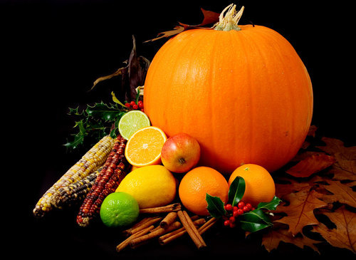 Big pumpkin and fruits
