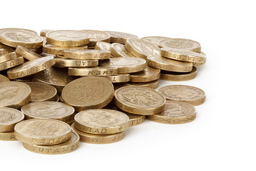 Крупним планом британський фунт монети