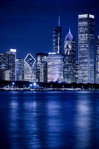 Downtown vue de nuit de Chicago