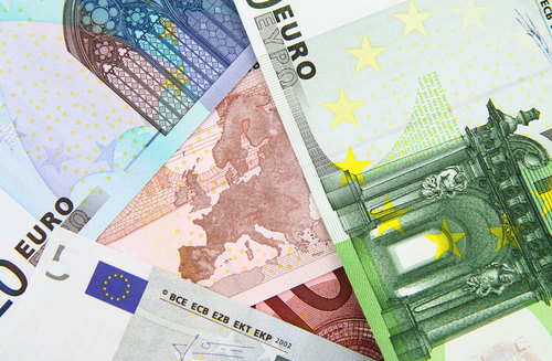 Close up of euro banknotes