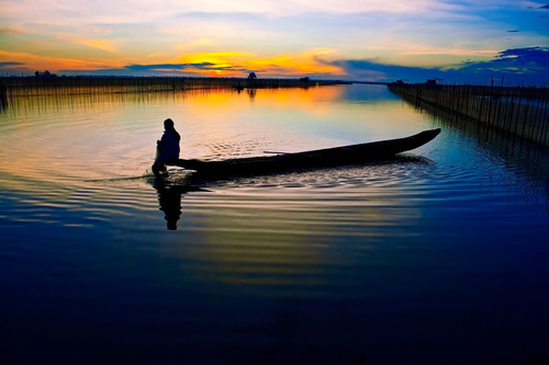 Woman catching fish