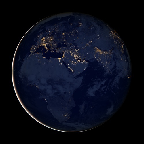Pohled na prostor na zemi v noci