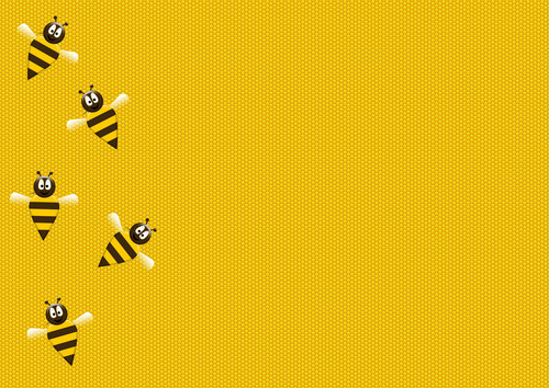 Bees on honeycomb background