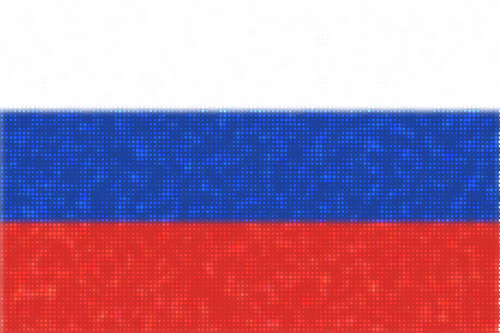 Ryska flaggan med glödande prickar