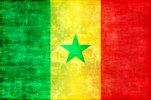 Senegals flagga med bläck fläckar