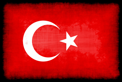 Turkish flag inside black frame
