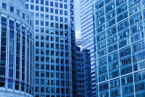 Glass skyscrapers in the city