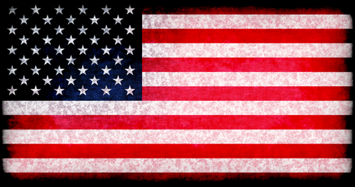 American flag with dark overlay