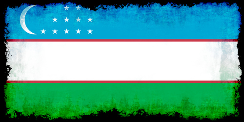 Vlajka Uzbekistánu se spálené okraje
