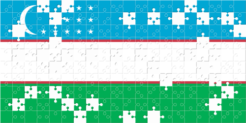 Uzbekistan flag made with puzzles