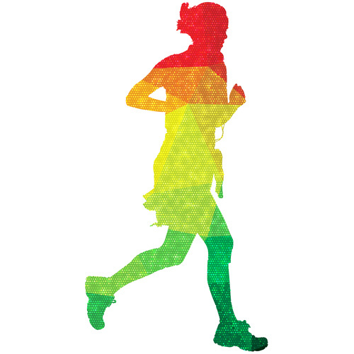Colored silhouette of a runner
