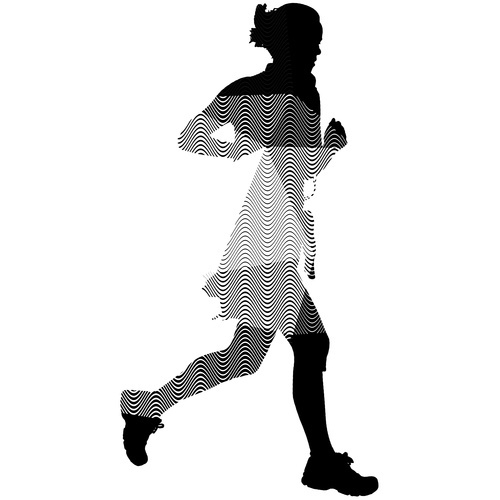 Monochrome silhouette of a runner