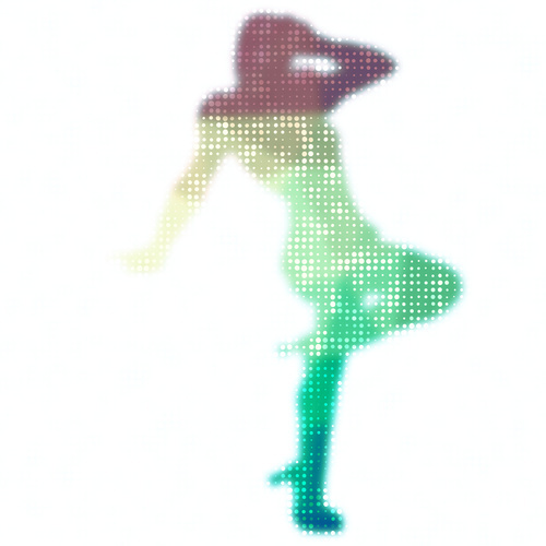 Girl silhouette with halftone pattern