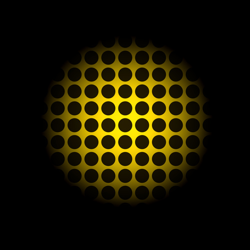 Yellow light on black dots