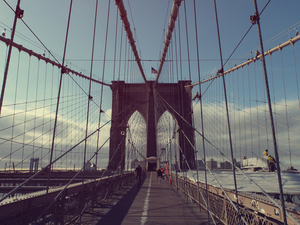 Brooklyn Bridge för fotgängare och cyklar