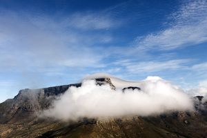 Cloud enveloping a mountain