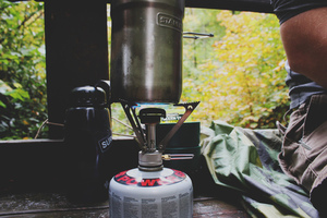 Cafea în timp ce de camping