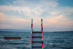 Colorful ladder to ocean