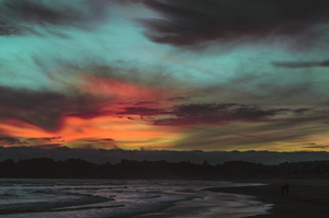 Colorful skies above the beach