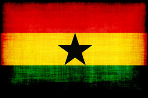 Ghana flagga med grunge konsistens
