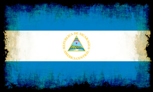 Nicaraguas flagga med brända kanter