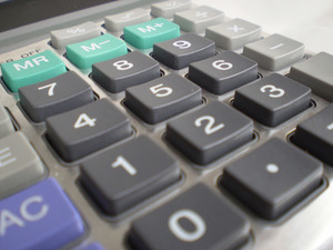 Calculator toetsenbord close-up
